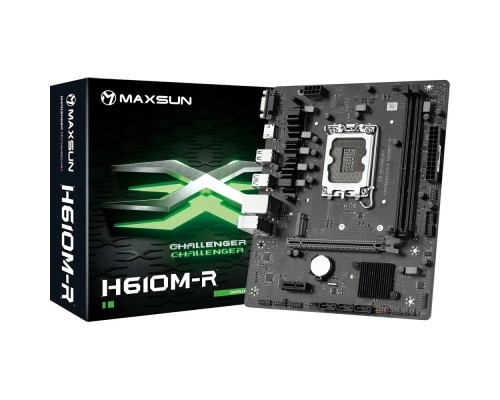 [Материнская плата] MAXSUN MS-Challenger H610M-R V1/V2 (Socket 1700, mATX, 2*DDR4, VGA/HDMI, 3*SATA3, 1*M.2, 1*PCIEx16/1*PCIEx1, 4*USB 2.0, 2*USB 3.2 Gen1, LAN 1*1G, RTL)