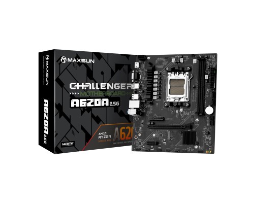 [Материнская плата] MAXSUN MS-Challenger A620A 2.5G (Socket AM5, mATX, 2*DDR5, VGA/HDMI, 2*SATA3, 1*M.2, 1*PCIEx16/1*PCIEx4/1*PCIEx1, 2*USB2.0, 4*USB 3.2 Gen1, LAN 1*2.5G,  RTL)