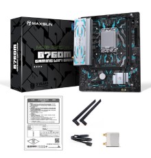 MAXSUN MS-B760M GAMING WIFI GANK V2 (Socket 1700, mATX, 2*DDR5, VGA/HDMI, 3*SATA3, 1*M.2, 1xPCI-E x16 /1xPCI-E x4, 4*USB 2.0, 2*USB 3.2 GEN 2, LAN 1*1G,  Bluetooth,  Wi-Fi 802.11ax, RTL)