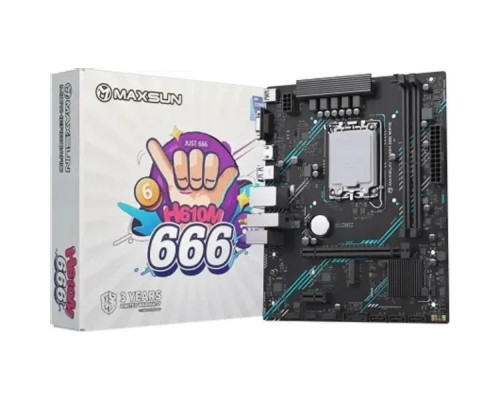 [Материнская плата] MAXSUN MS-H610M 666 WIFI6 ARGB (Socket 1700, mATX, 2*DDR4, VGA/HDMI, 4*SATA3, 1*M.2, 1*PCIEx16/1*PCIEx1, 2*USB2.0, 2*USB 3.2 Gen1, LAN 1*1G, Bluetooth,  Wi-Fi 802.11ax, RTL)
