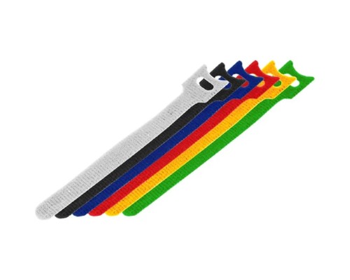 [Стяжки, крепежные материалы, маркеры] Rexant (07-7210) Набор хомутов многоразовых на липучке 210х16мм, цветные (12 шт/уп)