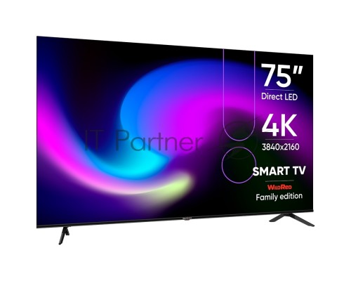 Телевизор Topdevice, 75''DLED UHD DigitalSmartTV,TWO LEGS,MT9632,DVB-T/C/T2/S2,WITH CI SLOT,CI+, AUO/CSOT280±20 Bri,Android 11.0 1.5G+8G with Wildred launcher,DVB-T/C/T2/S2,USB,Hotel FUN,H.265,Dolby,AC-3,WiFi,PAL/SECAM,BG/DK/I/NICAM,EN,RU(Def),AC100-24