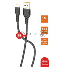 Кабель GoPower GP06L USB (m)-Lightning (m) 1.0м 2.4A ПВХ черный (1/200/800)