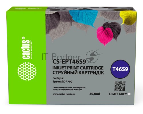 Картридж струйный Cactus CS-EPT46S9 T46S9 светло-серый (30мл) для Epson SureColor SC-P700