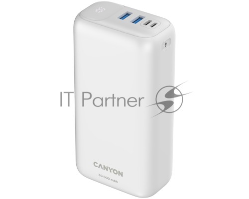 Мобильный аккумулятор CANYON PB - 301, Power bank 30000mAh Li-poly battery, Input Micro: DC5V/2A, 9V/2A Input Type c PD ： DC5V/3A, 9V/2A， Output Type C  PD:5V/3A,9V/2.2A,12V/1.5AOutput USB A1+USBA 2 : 5V3A,5V/4.5A,4.5V/5A,9V2A,12V1.5A,22.5W quick chargin