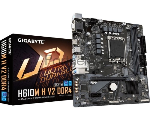 Материнская плата GIGABYTE H610M H V2 DDR4, LGA 1700, Intel H610, 2xDDR4, 4xSATA, 1xM.2, 1xPCI-E 4.0 x16, 1xPCI-E 4.0 x1, 1xHDMI, 1xVGA, 1x 1Gb LAN, 2xUSB 3.2 Gen 1, 4xUSB 2.0, 3x3.5 мм, 7.1, Micro-ATX