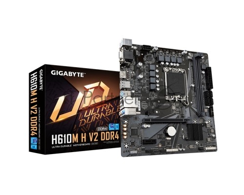 Материнская плата GIGABYTE H610M H V2 DDR4, LGA 1700, Intel H610, 2xDDR4, 4xSATA, 1xM.2, 1xPCI-E 4.0 x16, 1xPCI-E 4.0 x1, 1xHDMI, 1xVGA, 1x 1Gb LAN, 2xUSB 3.2 Gen 1, 4xUSB 2.0, 3x3.5 мм, 7.1, Micro-ATX