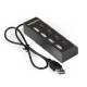 Хаб USB (концентратор) ExeGate EX293977RUS DUB-42SW (кабель-адаптер USB2.0 --> 4xUSB2.0, кнопки включения/отключения для каждого порта, Plug&Play, черный)