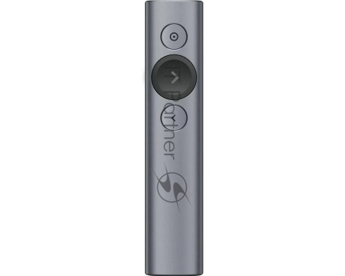 Презентер Logitech Spotlight Slate (серый, Bluetooth/2.4 GHz, перезаряжаемая литий-полимерная батарея 85мАч, 3D-акселерометр, гироскоп, кабель для зарядки, чехол) (арт. 910-004867, M/N: R-R0011 / C-U0016)