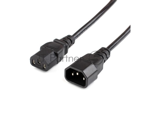 Кабель питания GoPower C14 (m)-C13 (f) 1.8м ПВХ удлинитель черный (1/10/100)