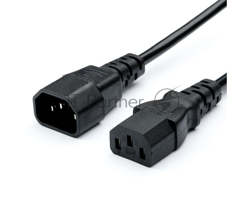 Кабель питания GoPower C14 (m)-C13 (f) 1.8м ПВХ удлинитель черный (1/10/100)