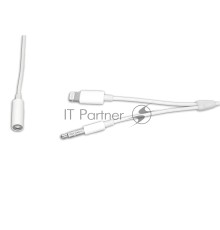 Аудио Адаптер MH031 3.5-3.5/Lightning мама-папа 2 50 см (белый)