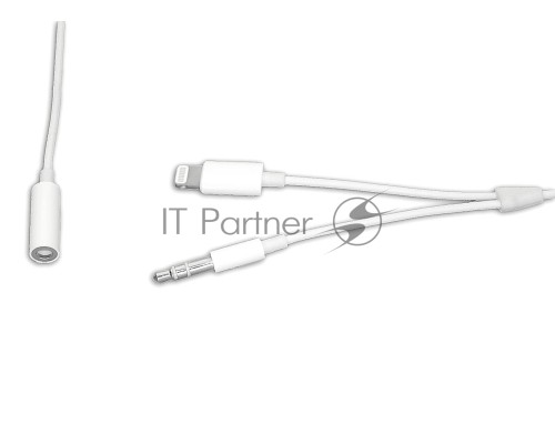 Аудио Адаптер MH031 3.5-3.5/Lightning мама-папа 2 50 см (белый)