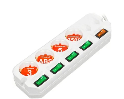 [Сетевые фильтры] Удлинитель Most A16 6р/5м белый A16-BOX-Б 5М