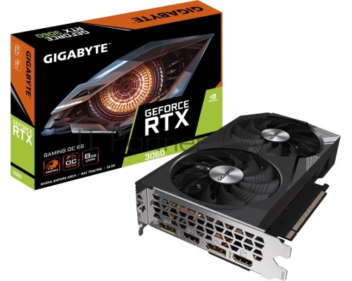 Видеокарта Gigabyte GV-N3060GAMING OC-8GD (V2.0) NVIDIA GeForce RTX 3060 8192Mb PCI-E 4.0 128 GDDR6 1807/15000 HDMIx2 DPx2 HDCP Ret