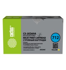 Картридж струйный Cactus CS-3ED69A 712 жёлтый (29 мл) для HP DJ T230/630