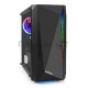 Корпус Minitower Exegate EX294384RUS Mistery R2 (mATX, без БП, 2*USB+1*USB3.0, аудио, черный, 1 вент. 12см с RGB подсветкой и полоса на передней панели, боковая панель - закаленное стекло)