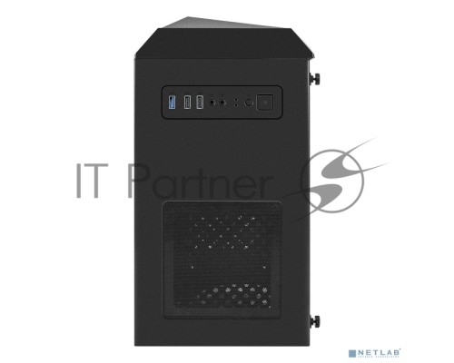 Корпус Minitower Exegate EX294384RUS Mistery R2 (mATX, без БП, 2*USB+1*USB3.0, аудио, черный, 1 вент. 12см с RGB подсветкой и полоса на передней панели, боковая панель - закаленное стекло)