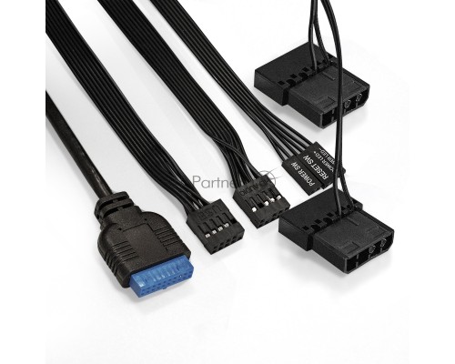 Корпус Minitower Exegate EX294384RUS Mistery R2 (mATX, без БП, 2*USB+1*USB3.0, аудио, черный, 1 вент. 12см с RGB подсветкой и полоса на передней панели, боковая панель - закаленное стекло)