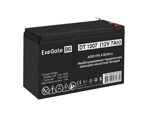 [батареи] Exegate EX297515RUS Аккумуляторная батарея DT 1207 (12V 7Ah, клеммы F2)