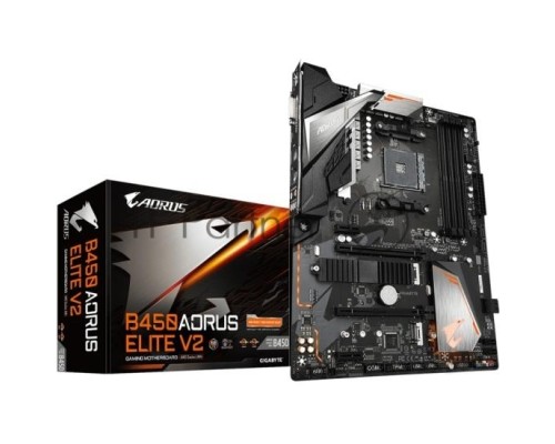 Материнская плата Gigabyte B450 AORUS ELITE V2, AM4, AMD B450, 4xDDR4, 6xSATA, 2xM.2, 1xPCI-E 3.0 x16, 1xPCI-E 2.0 x4, 2xPCI-E x1, 1xHDMI, 1xDVI-D, 1x 1Gb LAN, 4xUSB-A 2.0, 4xUSB-A 3.2 Gen 1, 6x3.5 мм, 7.1, ATX