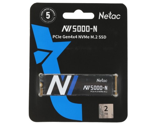 Накопитель SSD Netac  NV5000-N 2TB PCIe 4 x4 M.2 2280 NVMe 3D NAND, R/W up to 4800/4400MB/s, TBW 1280TB, without heat sink