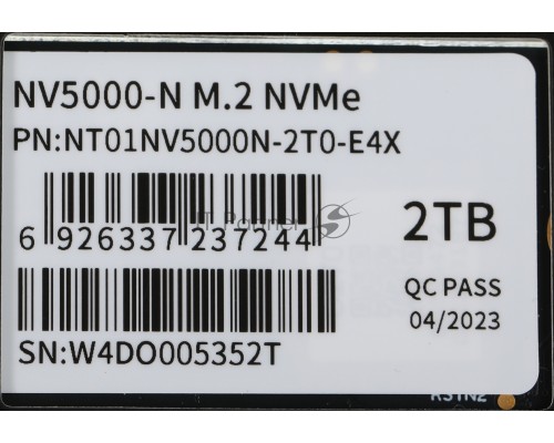 Накопитель SSD Netac  NV5000-N 2TB PCIe 4 x4 M.2 2280 NVMe 3D NAND, R/W up to 4800/4400MB/s, TBW 1280TB, without heat sink
