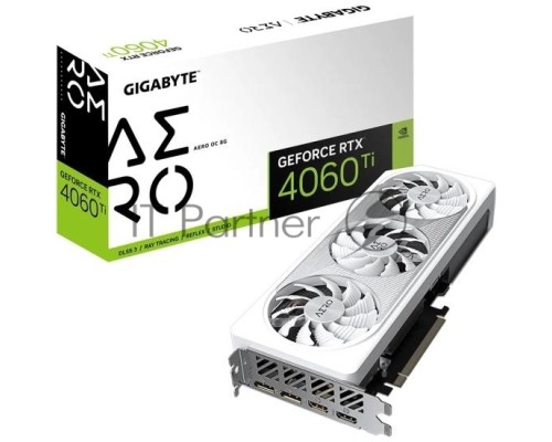 Видеокарта Gigabyte GV-N406TAERO OC-8GD RTX 4060Ti PCI-E 4.0 8 ГБ GDDR6, 128 бит, DisplayPort x2, HDMI x2, GPU 2310 МГц