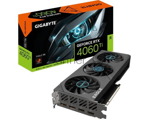Видеокарта Gigabyte GV-N406TEAGLE-8GD RTX4060Ti PCI-E 4.0 8 ГБ GDDR6, 128 бит, DisplayPort x2, HDMI x2, GPU 2310 МГц