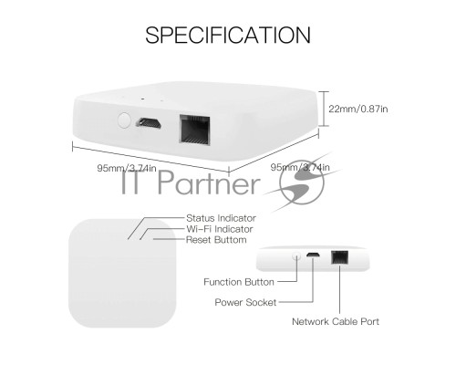 Шлюз Bluetooth MOES Multi-mode Gateway MHUB, LAN & Wi-Fi 2.4GHz, Wi-Fi 2.4GHz & ZigBee & BLE & Mesh, USB, белый