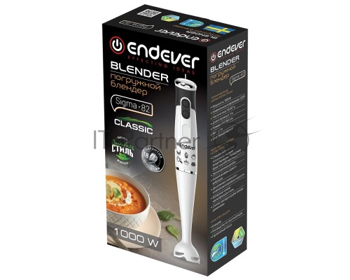 Блендер погружной Endever Sigma-82, цвет ,белый/черный, мощность 1000Вт, нож из нержавеющей стали