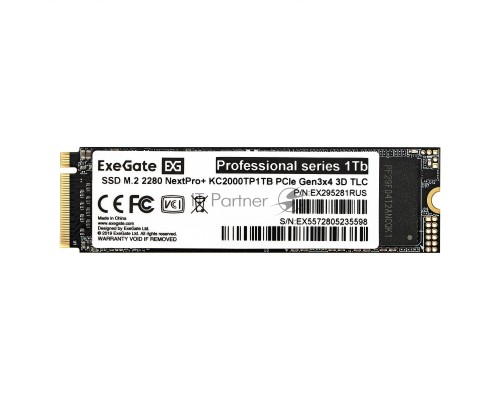 Накопитель SSD M.2 2280 1Tb ExeGate NextPro+ KC2000TP1TB (PCIe Gen3x4, NVMe, 22x80mm, 3D TLC)