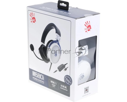 Наушники с микрофоном A4Tech Bloody M590i синий/белый 1м мониторные USB оголовье (M590I SPORTS NAVY)