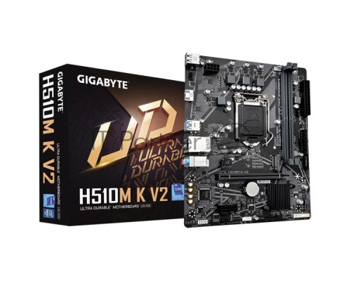 Материнская плата GIGABYTE H510M K V2 (rev. 2.0), LGA 1200, Intel Q470, 2xDDR4, 2xSATA, 1xM.2, 1xPCI-E 3.0 x16, 1xPCI-E 3.0 x1, 1xHDMI, 1x 1Gb LAN, 2xUSB 3.2 Gen 1, 4xUSB 2.0, 3x3.5 мм, 7.1, Micro ATX