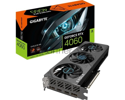 Видеокарта Gigabyte GV-N4060EAGLE OC-8GD 8192Mb 128 PCI-E 4.0 GDDR6 2580/18000 HDMIx2 DPx2 HDCP Ret