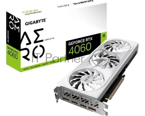 Видеокарта Gigabyte GV-N4060AERO OC-8GD NVIDIA GeForce RTX 4060 8192Mb 128 PCI-E 4.0  GDDR6 2580/18000 HDMIx2 DPx2 HDCP Ret