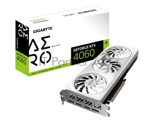 Видеокарта Gigabyte GV-N4060AERO OC-8GD NVIDIA GeForce RTX 4060 8192Mb 128 PCI-E 4.0  GDDR6 2580/18000 HDMIx2 DPx2 HDCP Ret