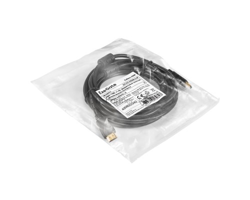 Кабель HDMI ExeGate EX-CC-HDMI-5.0F (19M /19M, 5м, v1.4b, ферритовые кольца, позолоченные контакты)