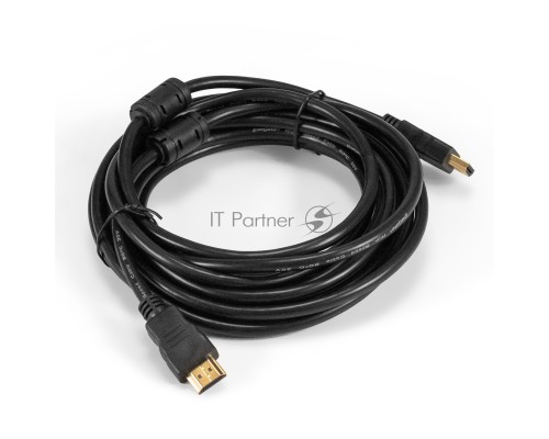 Кабель HDMI ExeGate EX-CC-HDMI-5.0F (19M /19M, 5м, v1.4b, ферритовые кольца, позолоченные контакты)