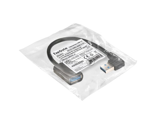 Удлинитель USB 3.0 ExeGate EX-CC-USB3-AMAF-0.15L (Am/Af, угловой 90-градусный коннектор (горизонтальный левый), 0,15м)