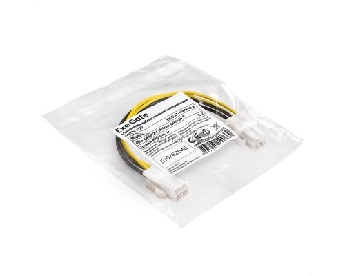 Удлинитель кабеля питания материнской платы +12V ExeGate EX-EXT-4M4F-0.3 (4pin EPS12V M/4pin EPS12V F, 0,3м)