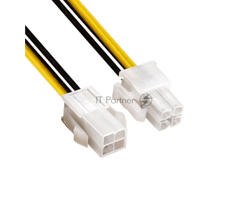 Удлинитель кабеля питания материнской платы +12V ExeGate EX-EXT-4M4F-0.3 (4pin EPS12V M/4pin EPS12V F, 0,3м)