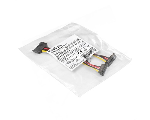 Кабель питания SATA ExeGate EX-CC-SATAM2F-0.15A (15pin M/2x15pinF, угловые разъемы, 0,15м)