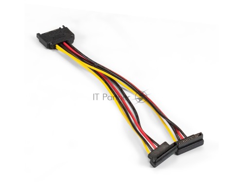 Кабель питания SATA ExeGate EX-CC-SATAM2F-0.15A (15pin M/2x15pinF, угловые разъемы, 0,15м)