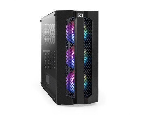 Компьютерный корпус Miditower ExeGate EVO-9205 (ATX, без БП, с окном, 1*USB+1*USB3.0, аудио, 3 вент. 12см с RGB подсветкой)