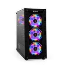 Компьютерный корпус Miditower ExeGate i3 BASE (ATX, без БП, с окном, 1*USB+1*USB3.0, аудио, 4 вент. 12см с RGB подсветкой)