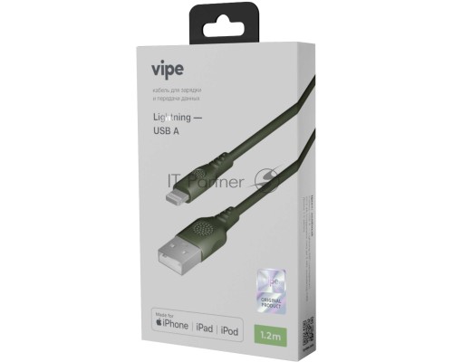Кабель Vipe VPCBLMFIPVCGRN USB (m)-Lightning (m) 1.2м зеленый