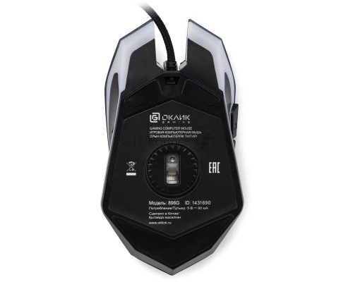 Мышь проводная Oklick 896G черный, 12800 dpi, USB, кнопки - 5