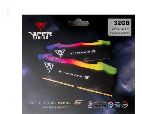 Оперативная память Patriot DDR5 2x16Gb 7800MHz PVXR532G78C38K Viper XTREME RGB RTL Gaming PC5-62400 CL38 DIMM 288-pin 1.45В с радиатором Ret Оперативная память Patriot DDR5 2x16Gb 7800MHz PVXR532G78C38K Viper XTREME RGB RTL Gaming PC5-62400 CL38 DIMM 288-pin 1.45В с радиатором Ret