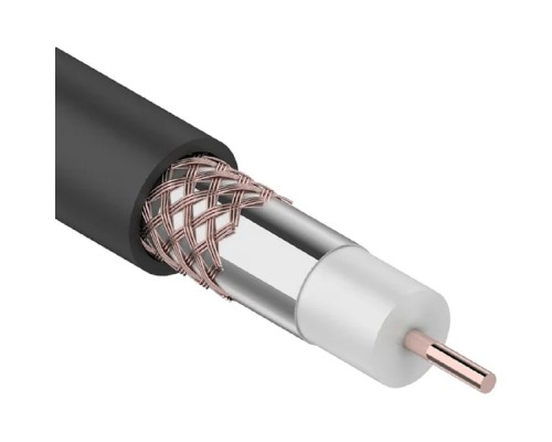 [Кабель] Rexant (01-2222) Кабель коаксиальный RG-6U, 75Ом, Cu/Al/Cu, 64%, 100м, OUTDOOR, черный